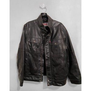 Levi’s Sherpa-Lined Dark Chocolate Brown Faux Leather Jacket Large